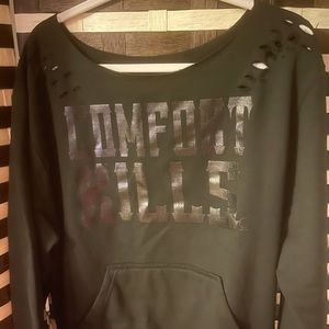 “Comfort Kills” Wide Neck sweat shirt